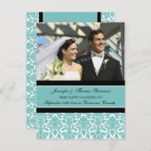Net getrouwd aankondiging foto Briefkaarten Blauwg (Voorkant / Achterkant)