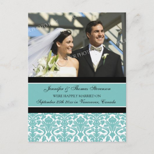 Net getrouwd aankondiging foto Briefkaarten Blauwg (Voorkant)