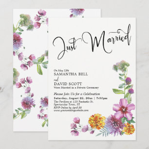 Net Getrouwd Aquarel Wilde Bloemen Ontvangst Kaart