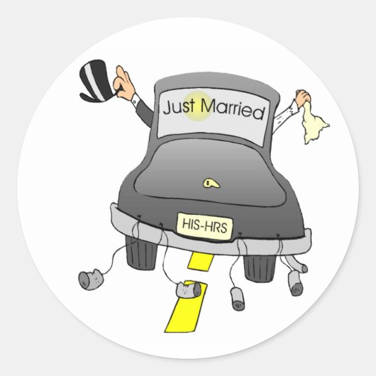 Net getrouwd (auto) ronde sticker (Voorkant)