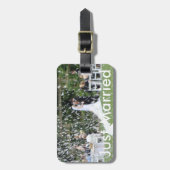 Net getrouwd Bagagelabel met lederen band (Voorkant verticaal)