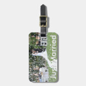 Net getrouwd Bagagelabel met lederen band (Voorkant verticaal)