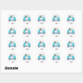 Net getrouwd Blauw Roze Bruid bruidegom bruiloft Ronde Sticker (Vel)