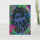 Net getrouwd bloemenbruiloft Modern Boho Kaart (Voorkant)