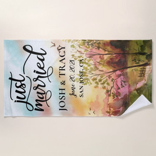 Net Getrouwd, Bruid Cadeaus, Cadeaus voor de Verlo Strandlaken (Voorkant)