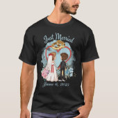 Net getrouwd bruid en bruidegom gepersonaliseerd t-shirt (Voorkant)