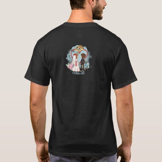Net getrouwd bruid en bruidegom gepersonaliseerd t-shirt (Achterkant)