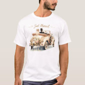 Net getrouwd bruid en bruidegom in auto Unisex T-s T-shirt (Voorkant)