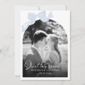 Net getrouwd bruiloft aankondiging Kaarten | Blauw (Voorkant)