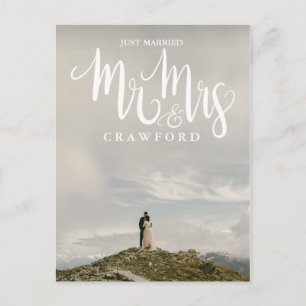 Net getrouwd bruiloft Elopement White Kalligrafie Briefkaart