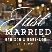 Net getrouwd bruiloft modern script auto signage raamsticker