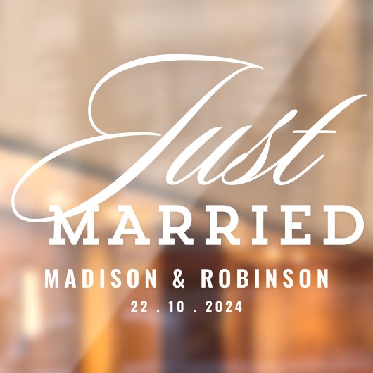 Net getrouwd bruiloft modern script auto signage raamsticker