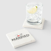 Net getrouwd bruiloft op maat stenen onderzetter (Zijkant)