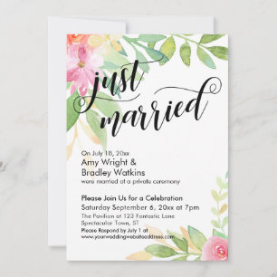 Net Getrouwd Calligrafie Boho Waterverf Bloemen Kaart