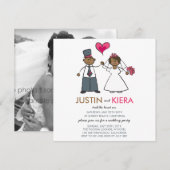 Net getrouwd Cartoon bruiloft paar aankondiging (Voorkant / Achterkant)
