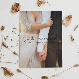 Net getrouwd Cute script huwelijksfoto Briefkaart