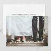 Net getrouwd Eenvoudige bruiloft fotokaart Aankondiging (Voorkant / Achterkant)