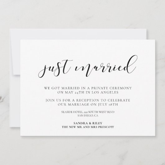 Net getrouwd Elegant design aankondiging (Voorkant)