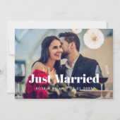 Net getrouwd Elegant Script Wedding Custom Foto Aankondiging (Voorkant)