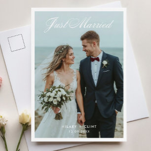 Net getrouwd Elegant Wedding Photo Aankondiging Briefkaart