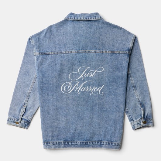 Net getrouwd Elegant Wit Script Typografie 2 Denim Jacket (Achterkant)