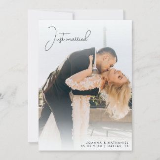 Net Getrouwd Elegante Eenvoudige Elopement Aankond Kaart