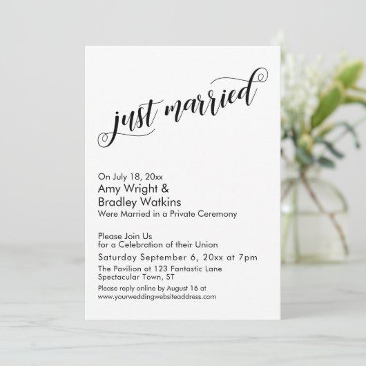 Net Getrouwd Fancy Script Huwelijksfeest Na De Bru Kaart (Staand voorkant)