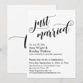 Net Getrouwd Fancy Script Post Huwelijksfeest Vier Kaart (Voorkant / Achterkant)