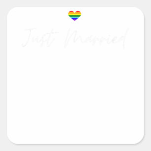 Net Getrouwd Gay Bruiloft LGBTQ Lesbische Bruid Ga Vierkante Sticker