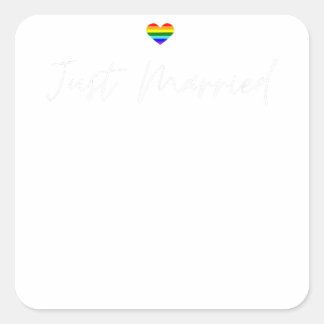 Net Getrouwd Gay Bruiloft LGBTQ Lesbische Bruid Ga Vierkante Sticker