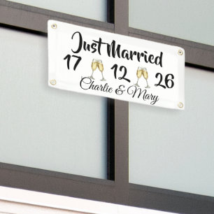 Net getrouwd gepersonaliseerd spandoek