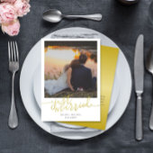 Net Getrouwd Gouden Script Overlay Foto Bruiloft Aankondiging