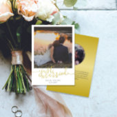 Net Getrouwd Gouden Script Overlay Foto Bruiloft Aankondiging