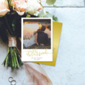 Net Getrouwd Gouden Script Overlay Foto Bruiloft Aankondiging