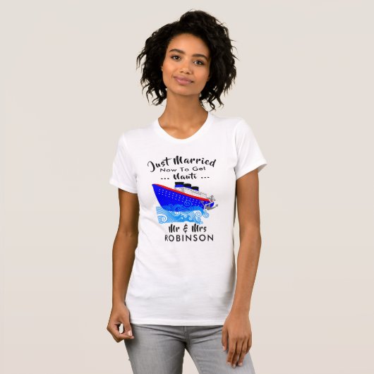 Net getrouwd grappig cruiseschip Nauti Graphic T-shirt (Voorkant volledig)