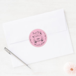 Net getrouwd Handgetekende bruid bruidegom Auto Be Ronde Sticker