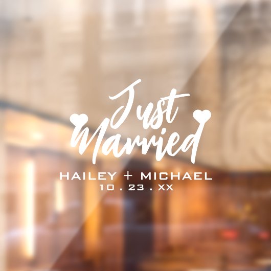 Net getrouwd hart bruiloft Pas getrouwd auto Stick Raamsticker (Vel 2)