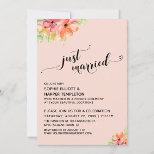 Net Getrouwd Hartjes Script Roze Boho Bloemen Kaart