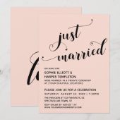 Net Getrouwd Hartjes Typografie Roze Ontvangst Kaart (Voorkant / Achterkant)