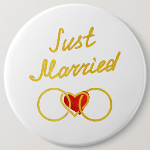 Net getrouwd Honeymoon Pure Gold Ronde Button 6,0 Cm