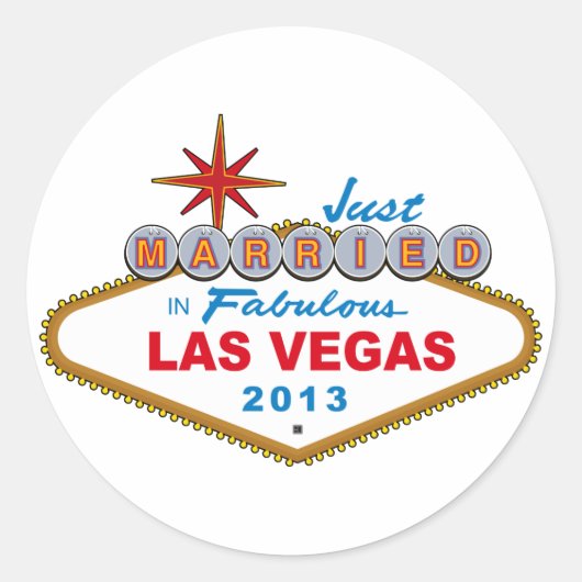 Net getrouwd in Fabulous Las Vegas 2013 (teken) Ronde Sticker (Voorkant)