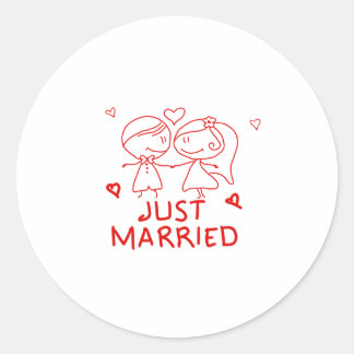Net Getrouwd Jong Huwelijk Koppel Huwelijksgunst O Ronde Sticker