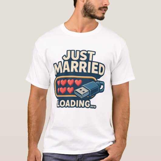 Net Getrouwd Loading T-Shirt – Grappige Tech Bruil (Voorkant)
