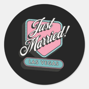 Net getrouwd met Las Vegas bruid bruidegom Ronde Sticker