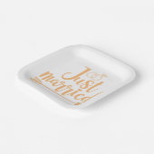 Net getrouwd met Peach Papieren Bordje (Gebogen)