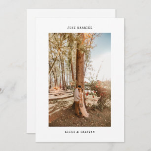 Net getrouwd Minimal Typewriter Photo Elopement Aankondiging
