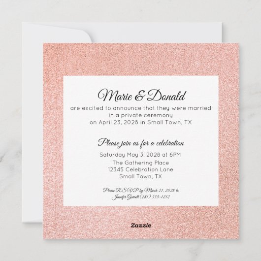 Net Getrouwd Modern Roze en Gouden Glitter Marmer Feestdagenkaart (Achterkant)