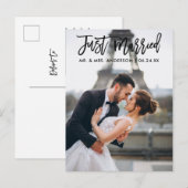 Net Getrouwd Moderne Brush Script Huwelijksfoto Briefkaart (Voorkant / Achterkant)