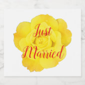 Net getrouwd nieuw weds bruiloft geel rose gewoont sparkling wijnetiket (Enkel label)