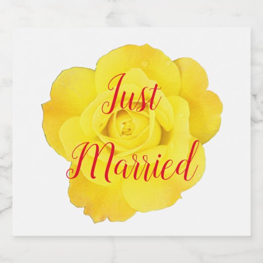 Net getrouwd nieuw weds bruiloft geel rose gewoont sparkling wijnetiket (Enkel label)